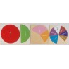 Fraction computing circles in Montessori colors