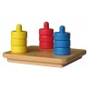 colored discs on vertical dowel