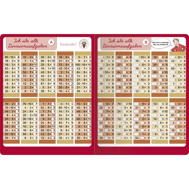 Ich übe alle Divisionsaufgaben + Stift 