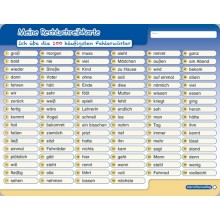 My spelling card - I practice the 100 most common misspelled words - without a pen