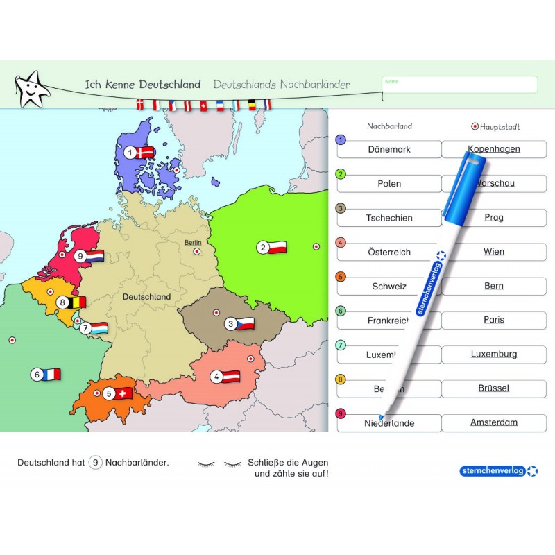 Ich kenne Deutschland - Deutschlands Nachbarländer - mit Stift