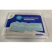 50 Leseaufträge in der Box in Silbenschreibweise