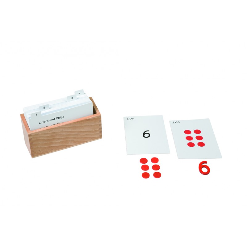 Boxes with task cards for the numbers and chips