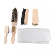 Shoe cleaning set, five brushes and shoe cloth