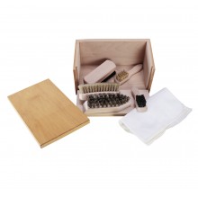 Shoe cleaning set, five brushes and shoe cloth - set