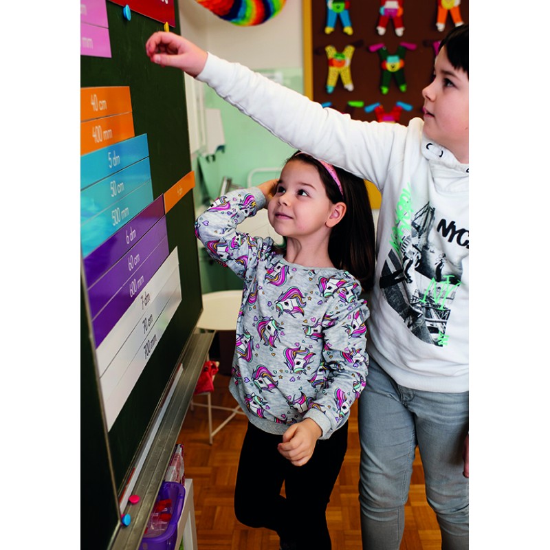 Length measurements in Montessori colors