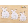 Realistické drevené puzzle veľkosť a hĺbka 3 kusy (žaby, zajace, mačky)