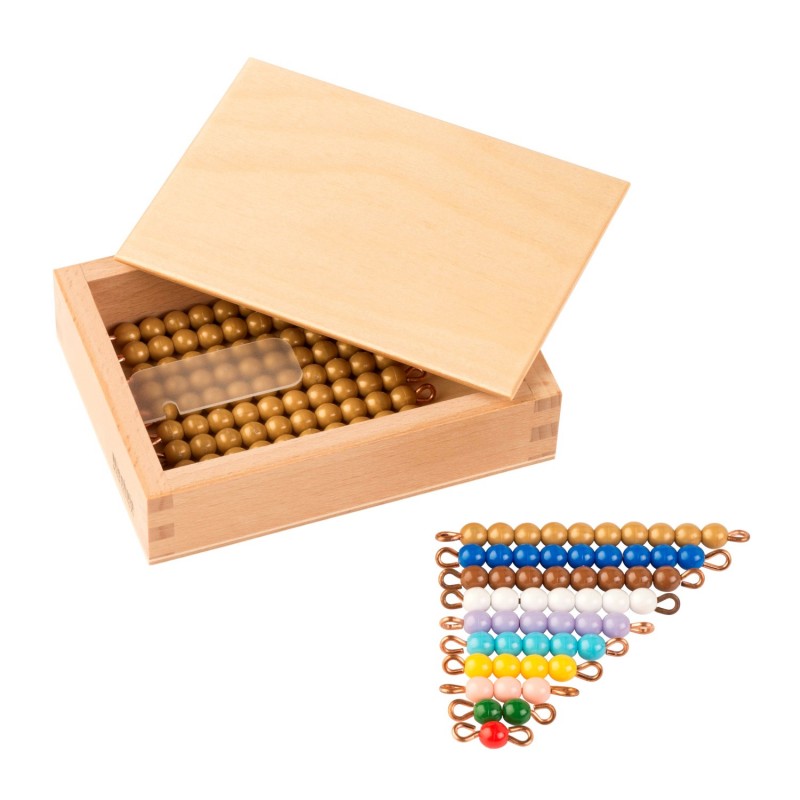 Kasten mit farbiger Perlentreppe und Zehnerstäbchen: Lose Perlen (Kunststoff)