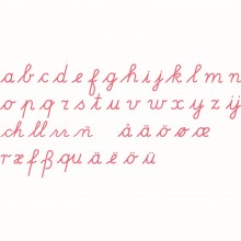 Bewegliches Alphabet, mittel: lat. Ausgangsschrift, rot (int. engl.Ausführung)