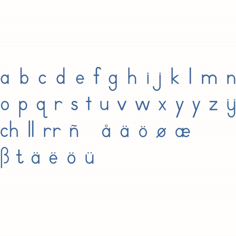 Bewegliches Alphabet, mittel: Druckschrift, blau (intern. englische Ausführung)
