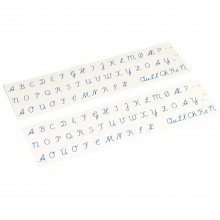 Aufgedruckte Buchstaben: lat. Ausgangsschrift, blau (intern. engl. Ausführung)