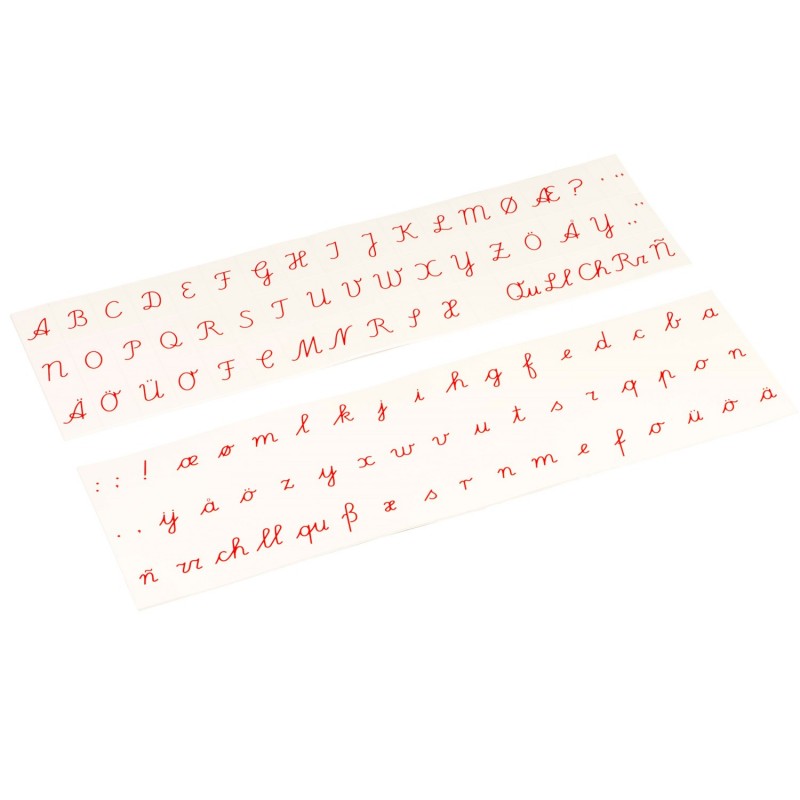 Aufgedruckte Buchstaben: latein. Ausgangsschrift, rot (intern. engl. Ausführung)