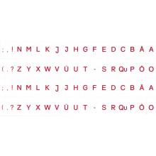 Aufgedruckte Buchstaben DRUCKSCHRIFT ROT