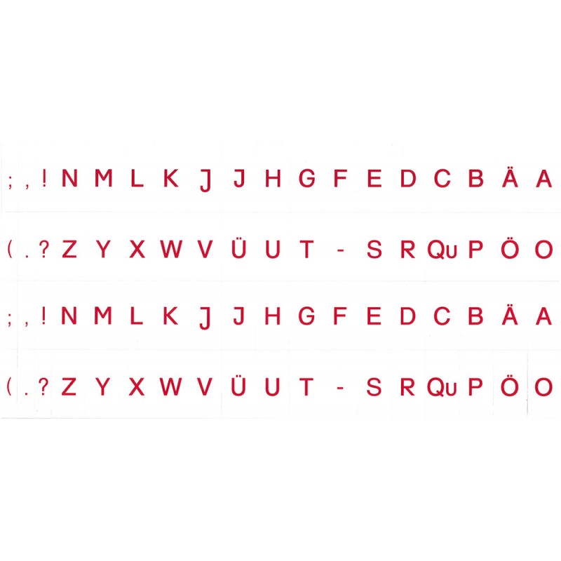 Aufgedruckte Buchstaben DRUCKSCHRIFT BLAU