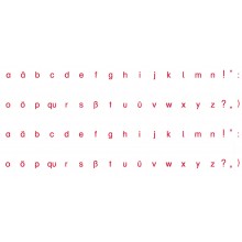 Aufgedruckte Buchstaben DRUCKSCHRIFT ROT