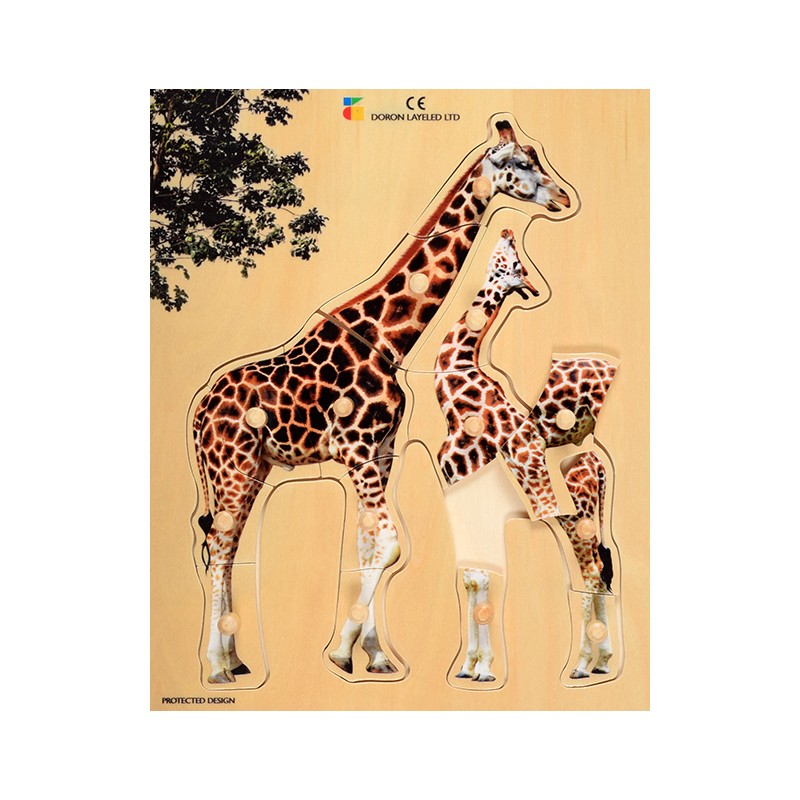 Holz-Puzzle - realistisch - Giraffe, Mutter mit Jungtier