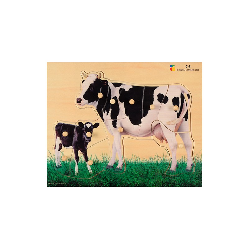 Wooden puzzle - realistic - cow, mother with calf