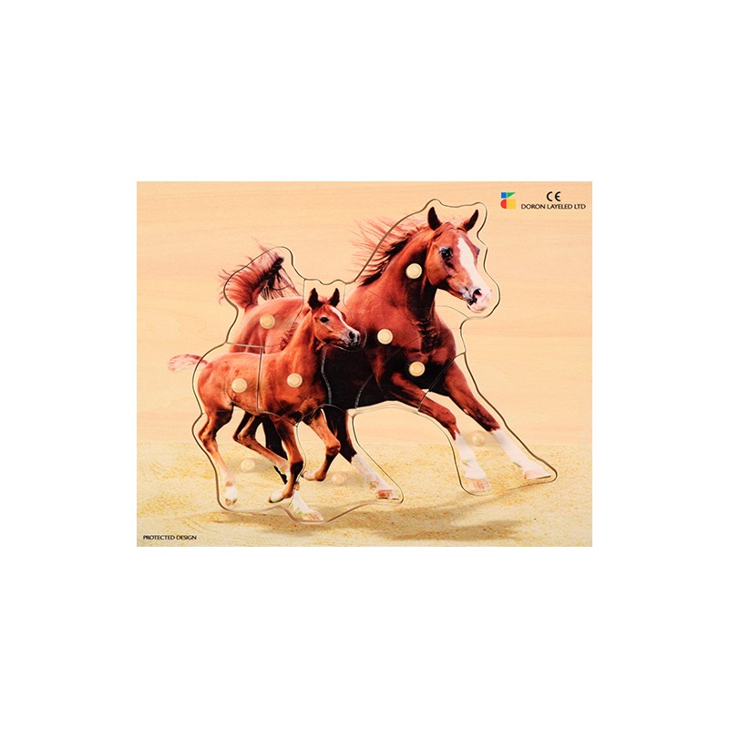 Holz-Puzzle - realistisch - Pferd, Mutter mit Fohlen