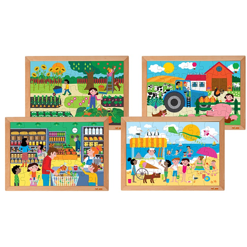 Math puzzles number sense - set of 4 l Wooden puzzles