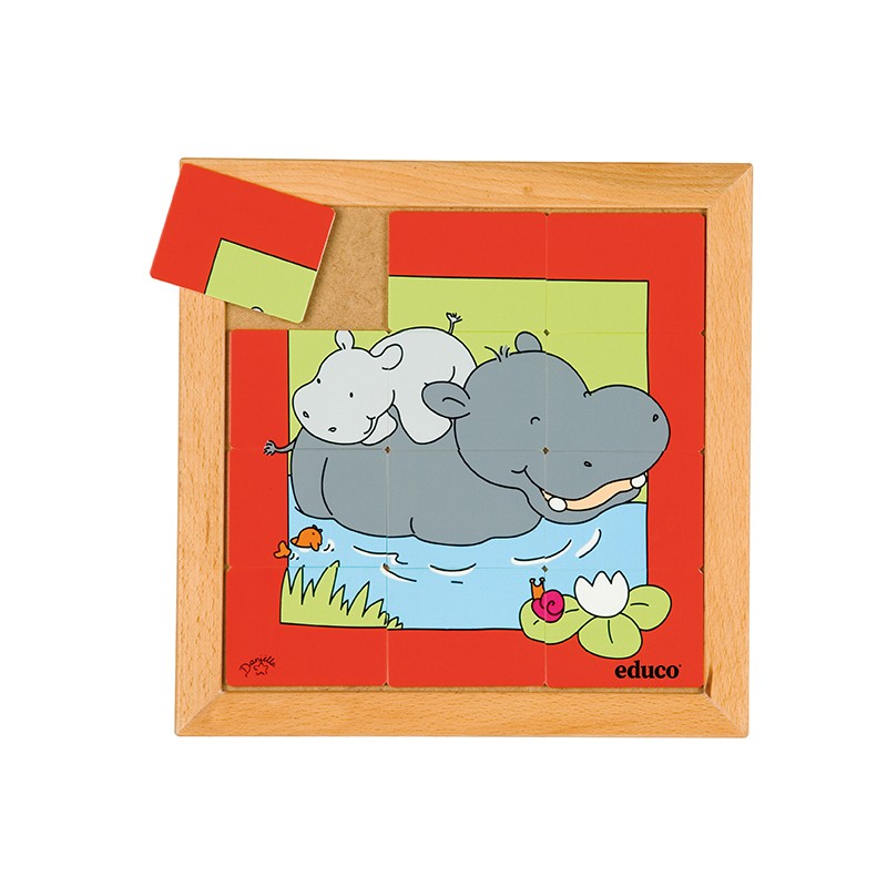 Animal puzzle mother + child - hippo