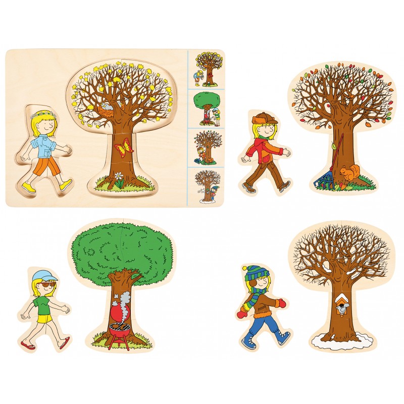 Seasons puzzle in 4 layers