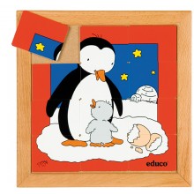Puzzle zvierat matka + dieťa - tučniak