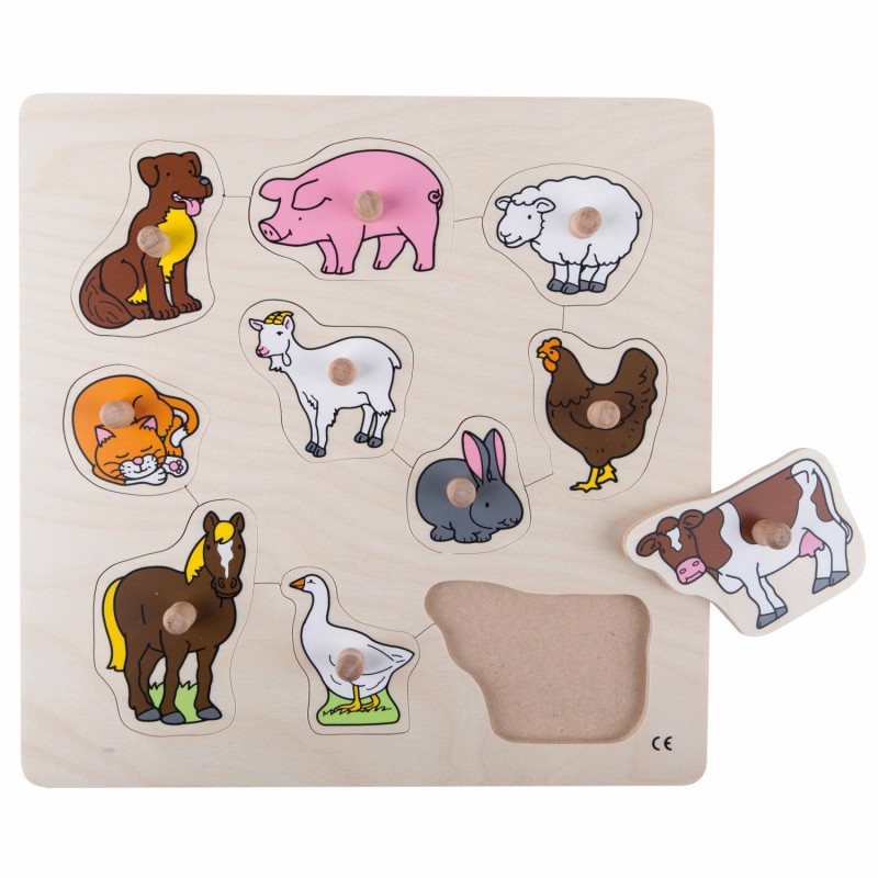 Puzzle s gombíkmi - farma