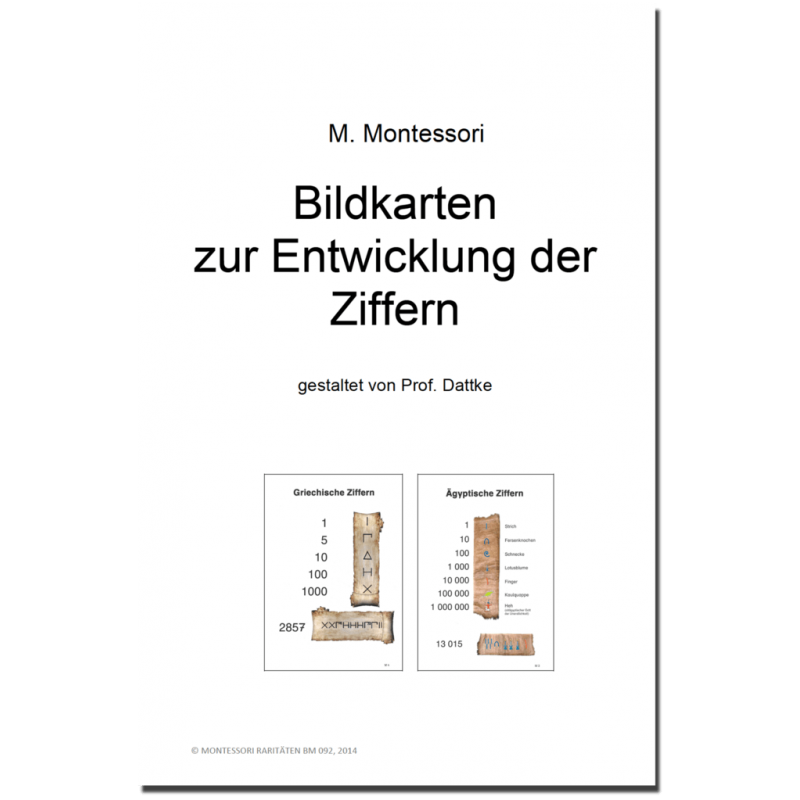 Picture cards for the development of numbers