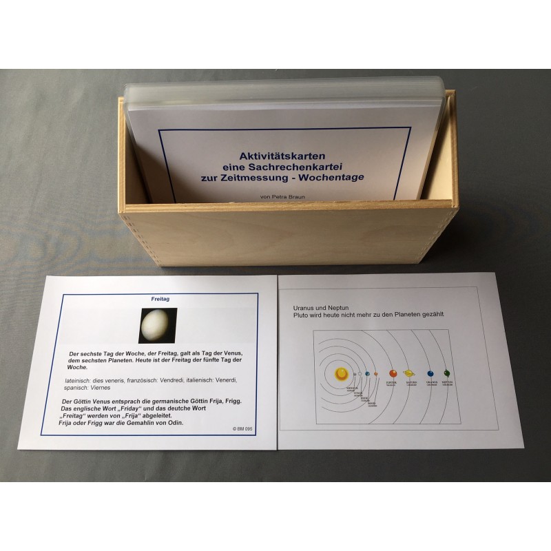 Activity cards for calculating the days of the week
