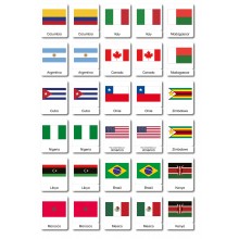 Flaggen der Welt - drei Teilekarten - Englisch