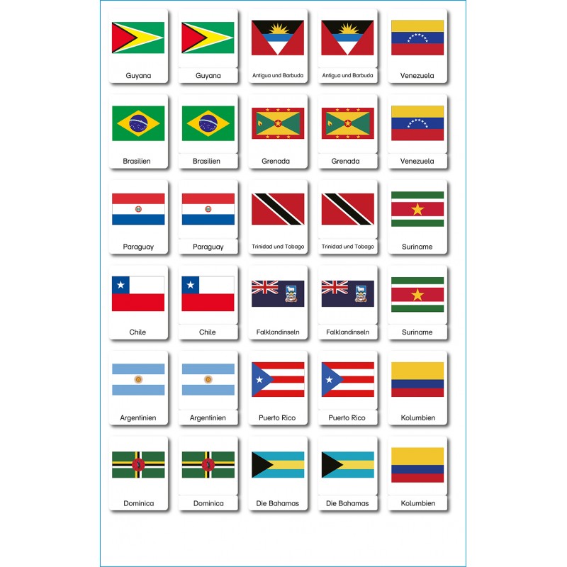 flags - 3 parts classification cards - German