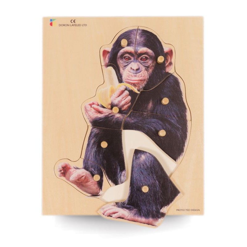 Wood puzzle realistic chimpanzee