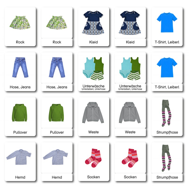 Clothing 1 - Classification Cards - German