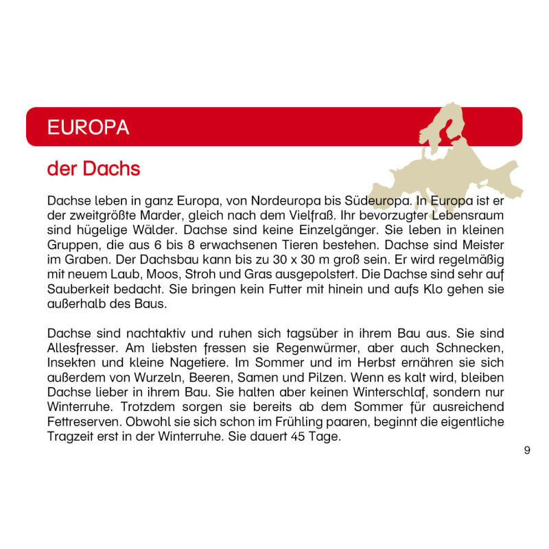 Card file animals Europe