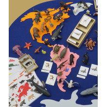ERDTIERE SET with felt continents & oceans