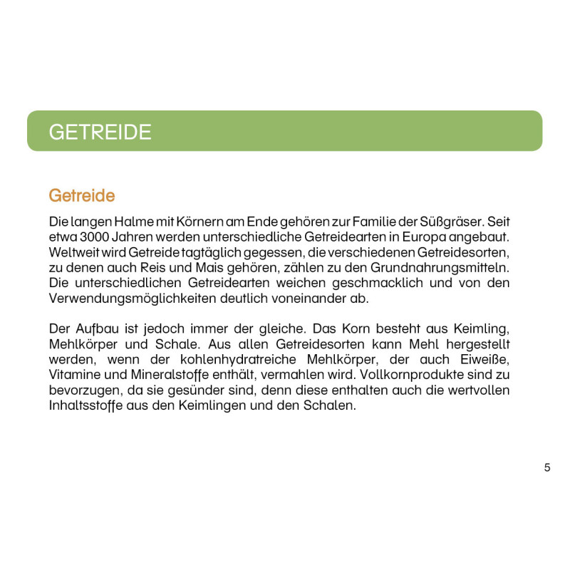 Getreidesorten Arbeitskartei