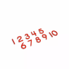 Cut-out red numbers: US cursive