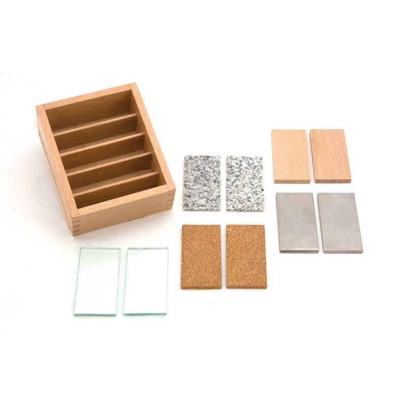 Tepelné vodiace tabuľky – Montessori zmyslový materiál pre zmysel pre teplo