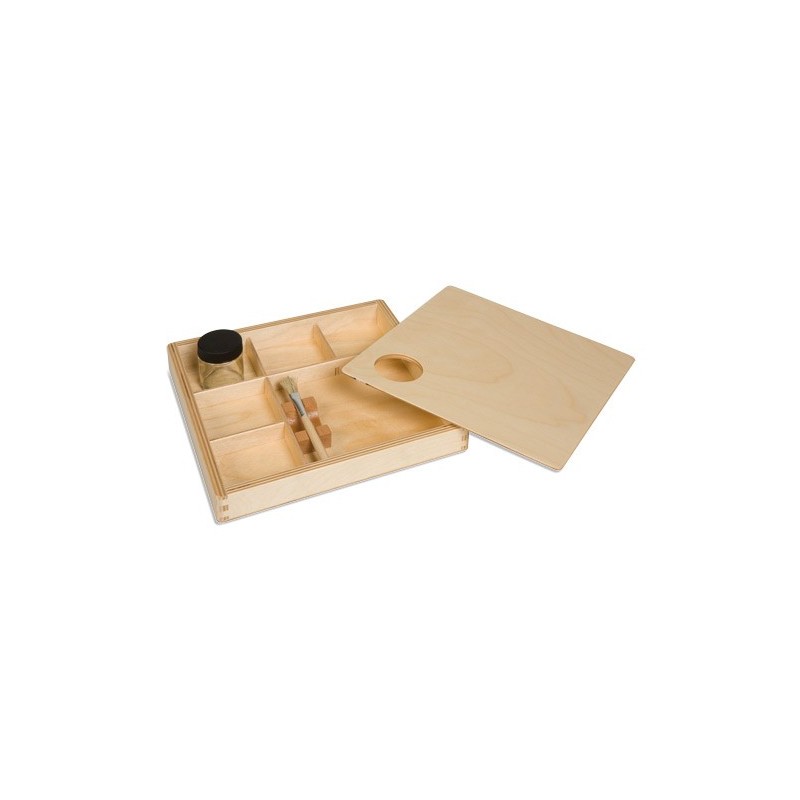 Holzkästchen mit Übungen zum Kleben