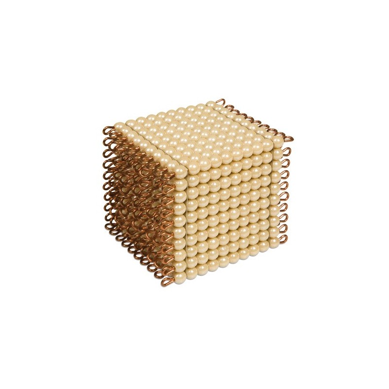 Zlatá perlová kocka, 10 x 10 x 10  - voľné perly, sklo