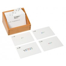 Box with task cards for root board 1 (squaring)