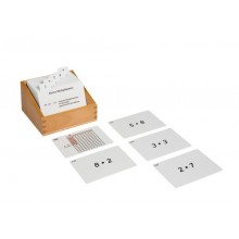 Box with task cards for the small multiplication board