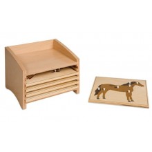 Kasten mit 5 Fächern für die Tierpuzzles