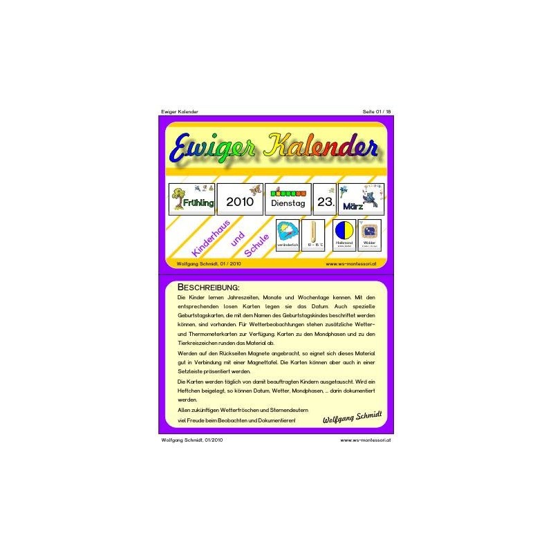 Endless calendar