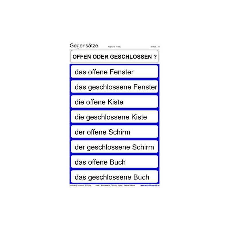 Gegensätze, Adj. blau