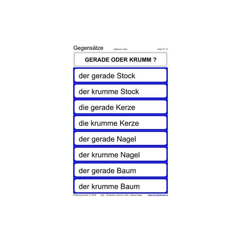 Gegensätze, Adj. blau