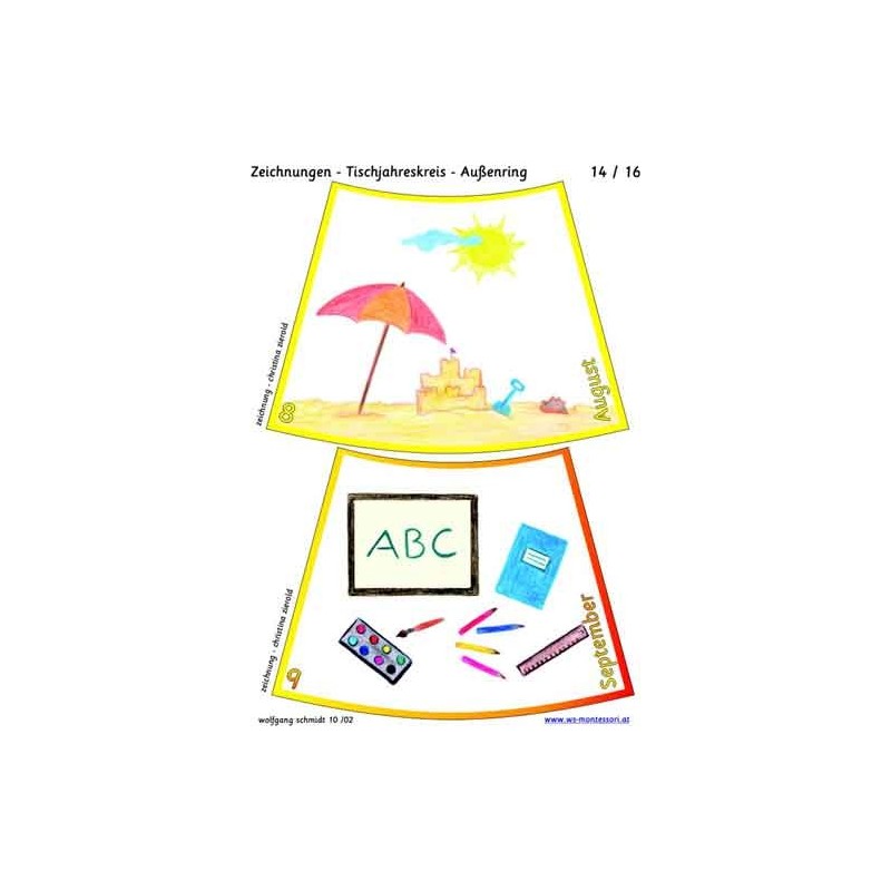 Annual circle for table with drawings 75cm