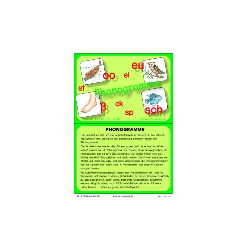 Reading material: phonograms