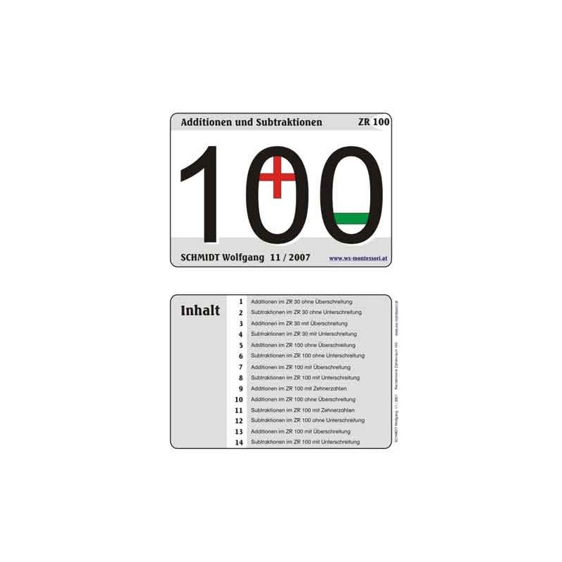 Rechenkartei im Zahlenraum 100