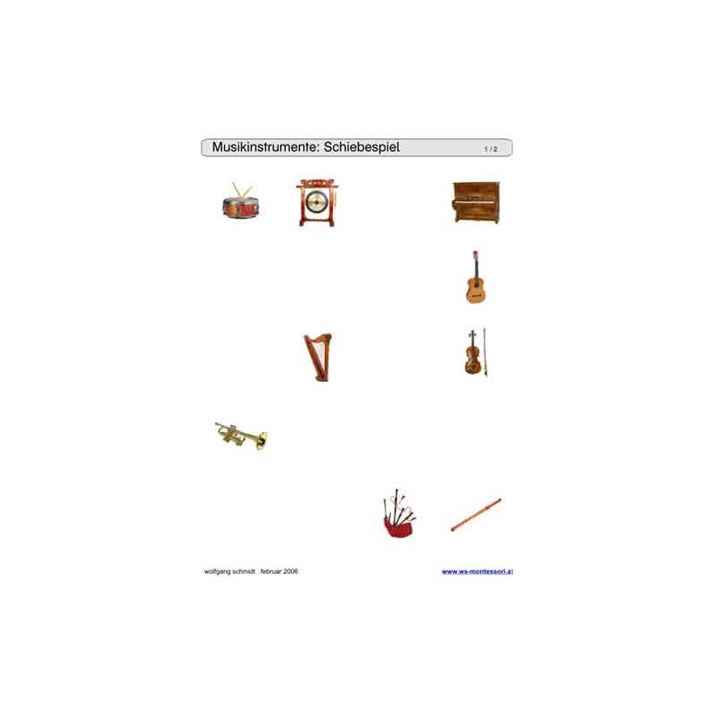 Schiebe- und Aufdeckspieleinlagen - Musikinstrumente